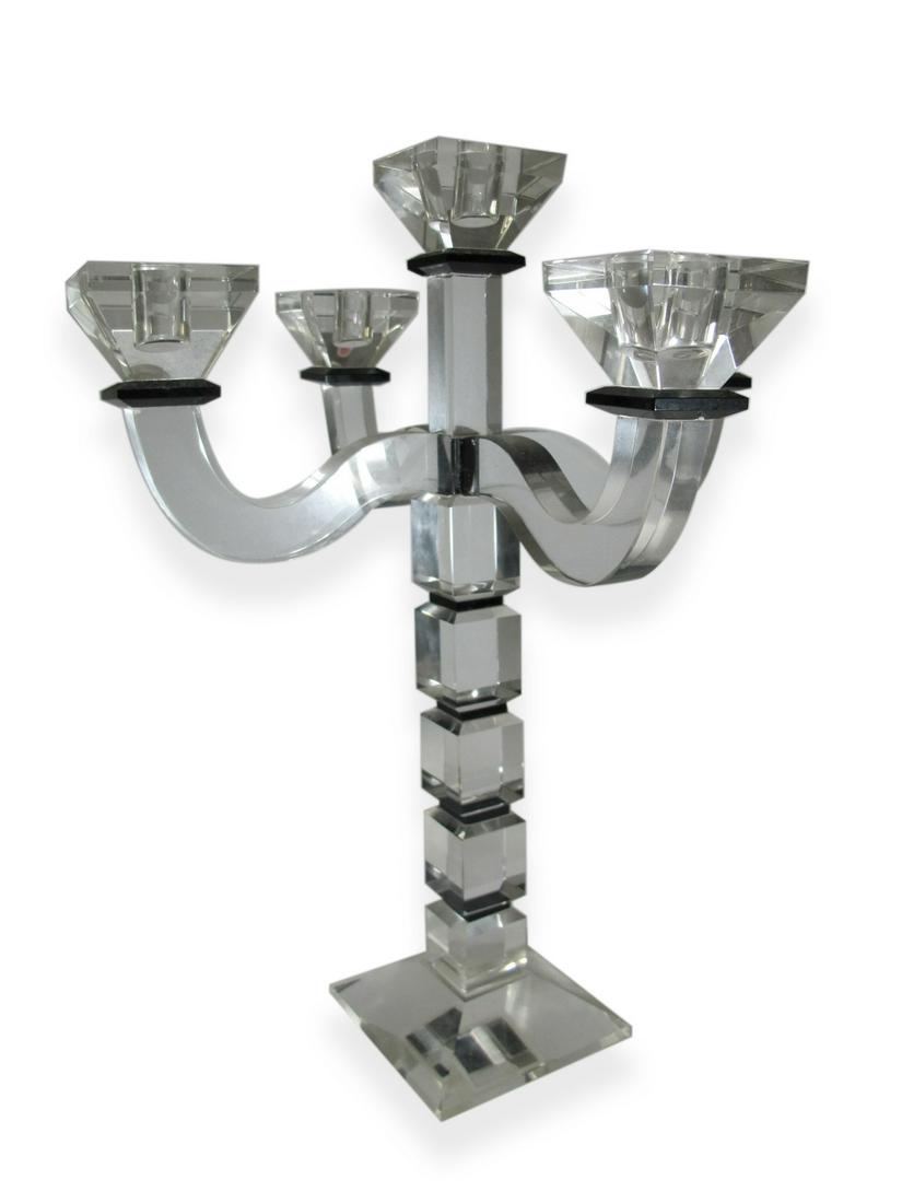Mid Century black & clear glass candelabra (1 of 5)