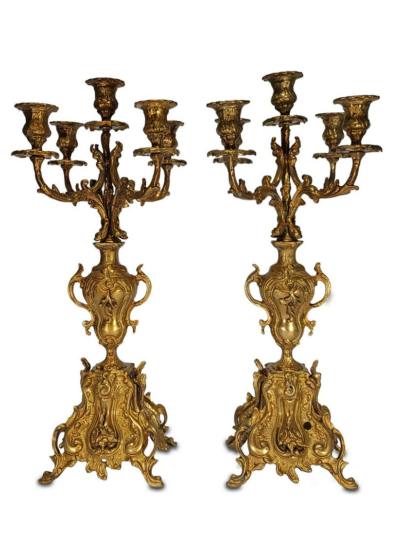 Antique French pair of gilt bronze candelabras (1 of 4)
