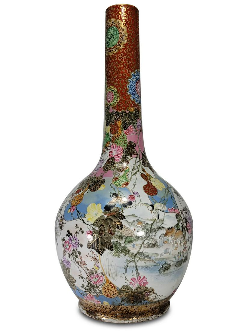 Antique Oriental large porcelain vase, signed (1 of 8)