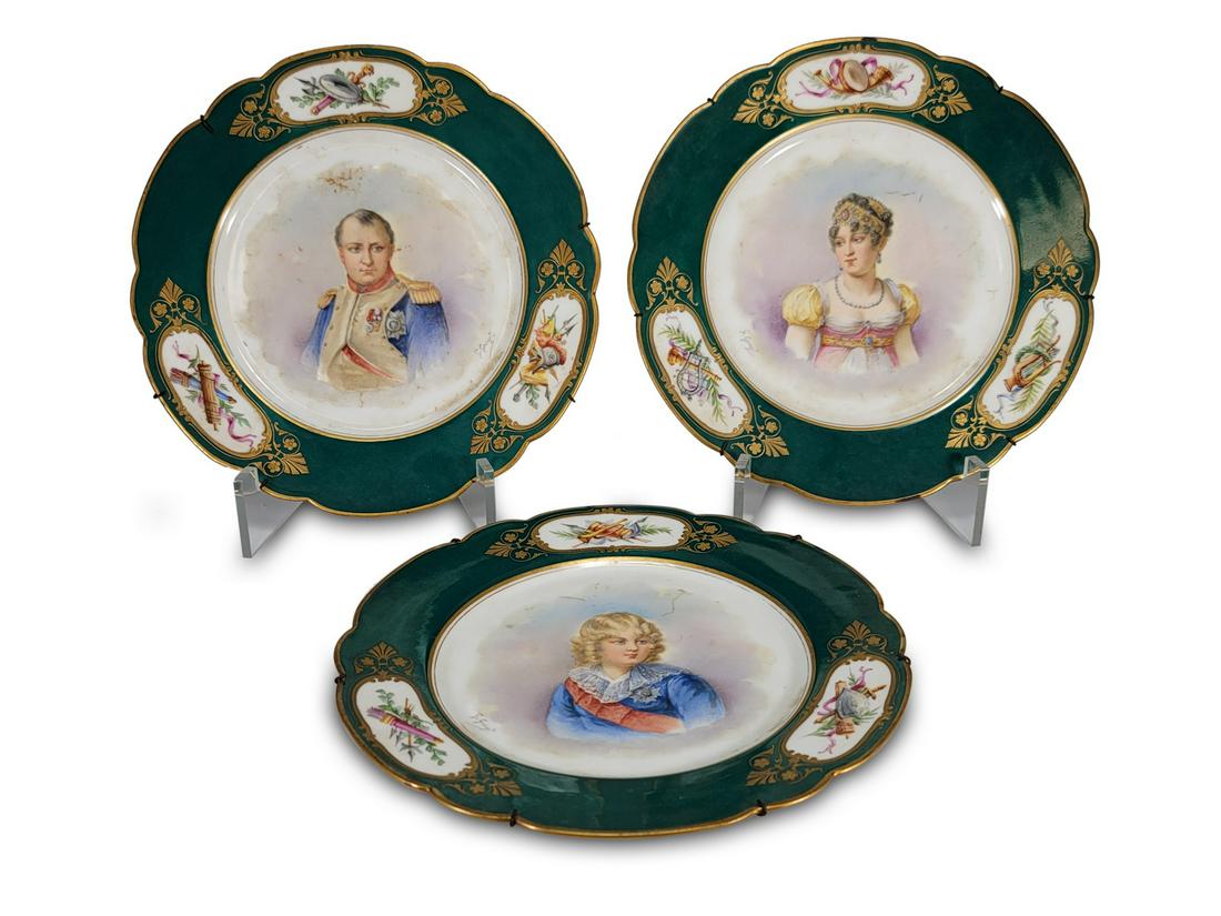 Antique French Sevres set of 3 Napoleon plates (1 of 11)