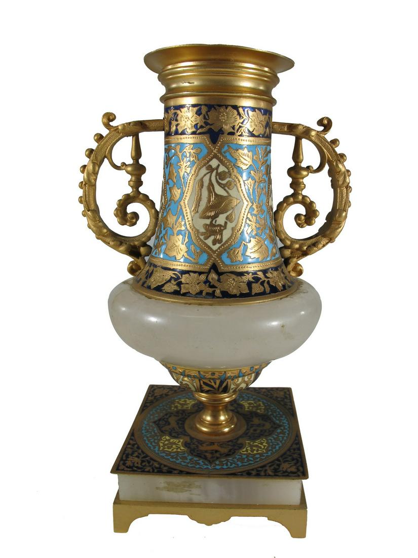Antique French bronze champleve & onyx vase (1 of 8)