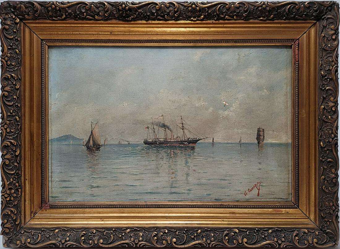 Antique European seascape painting by G. CANEPA (1 of 7)