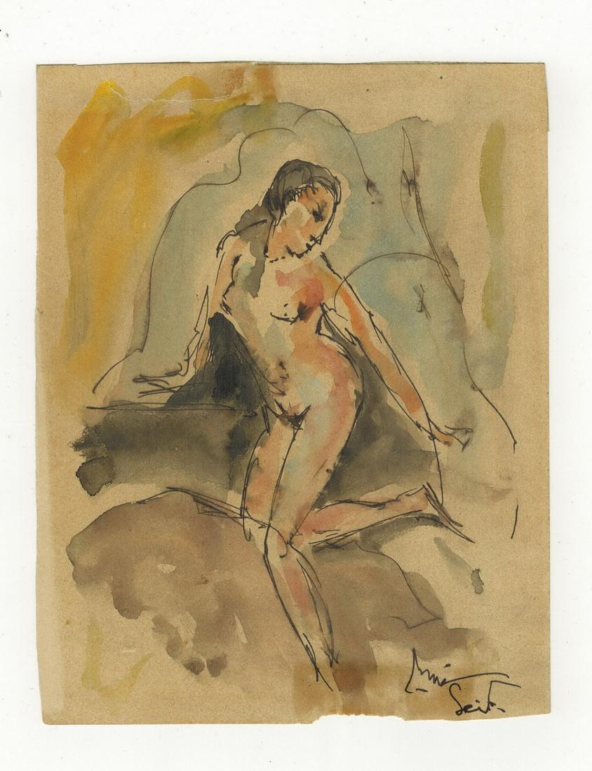 Seif WANLY (1906-1979) Egyptian artist watercolor: Seif WANLY (1906-1979) Egyptian artist watercolor. 6” H x 7 3/4” W. ANY INVOICE OVER $ 2,000.00 WE WILL ACCEPT PAYMENTS ONLY THROUGH CHECK OR BANK WIRE TRANSFER, SAME FOR INTERNATIONAL BUY