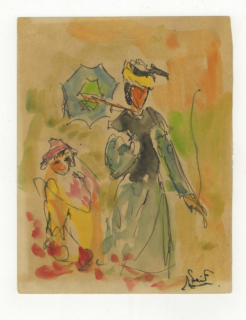 Seif WANLY (1906-1979) Egyptian artist watercolor: Seif WANLY (1906-1979) Egyptian artist watercolor. 6” H x 7 3/4” W. ANY INVOICE OVER $ 2,000.00 WE WILL ACCEPT PAYMENTS ONLY THROUGH CHECK OR BANK WIRE TRANSFER, SAME FOR INTERNATIONAL BUY