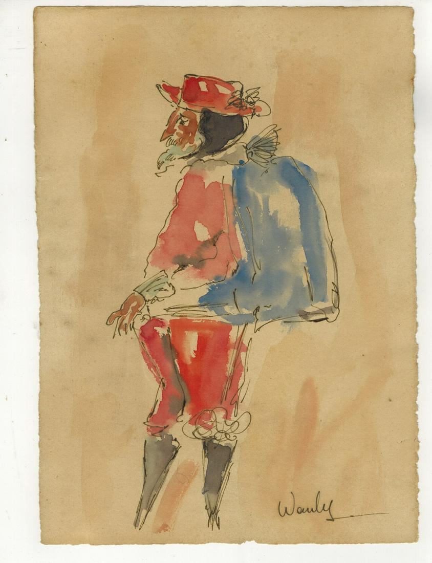 Seif WANLY (1906-1979) Egyptian artist watercolor: Seif WANLY (1906-1979) Egyptian artist watercolor of an Italian man. 10 1/2” H x 7 1/8” W. ANY INVOICE OVER $ 2,000.00 WE WILL ACCEPT PAYMENTS ONLY THROUGH CHECK OR BANK WIRE TRANSFER, SAM