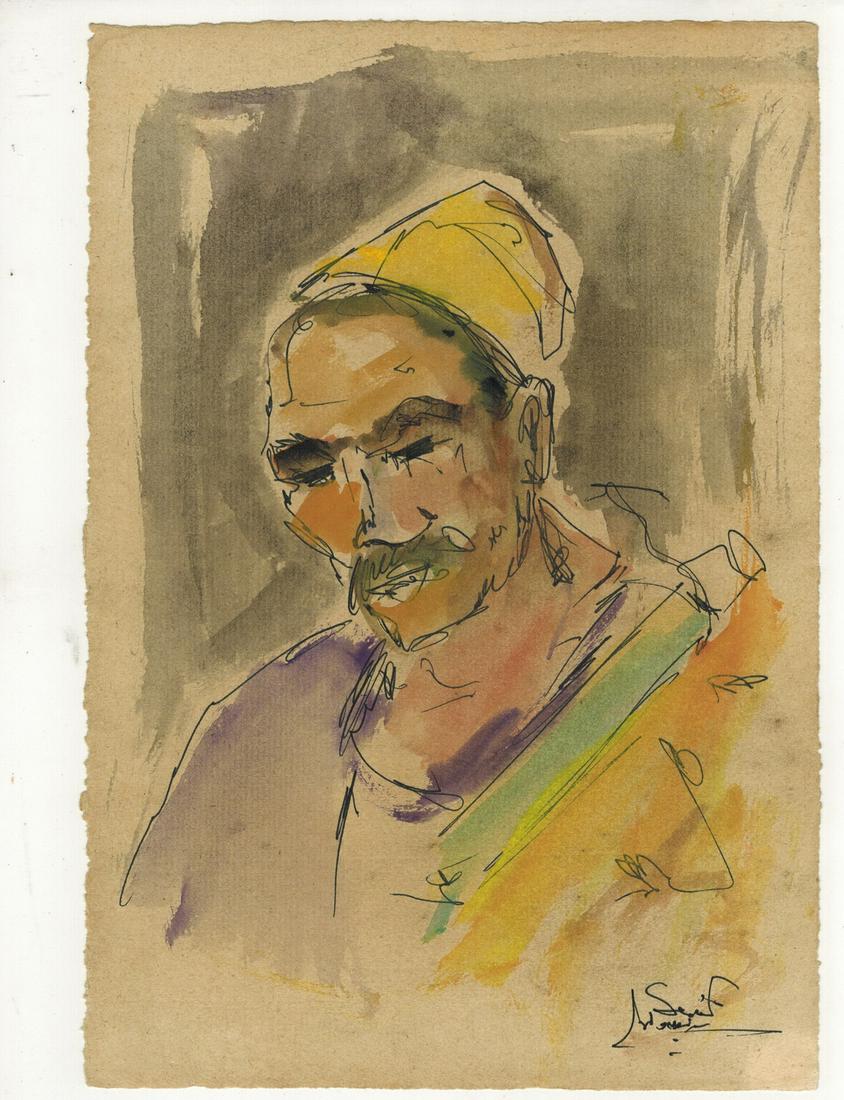 Seif WANLY (1906-1979) Egyptian artist watercolor: Seif WANLY (1906-1979) Egyptian artist watercolor. 10 1/2” H x 7 1/8” W. ANY INVOICE OVER $ 2,000.00 WE WILL ACCEPT PAYMENTS ONLY THROUGH CHECK OR BANK WIRE TRANSFER, SAME FOR INTERNATIONA
