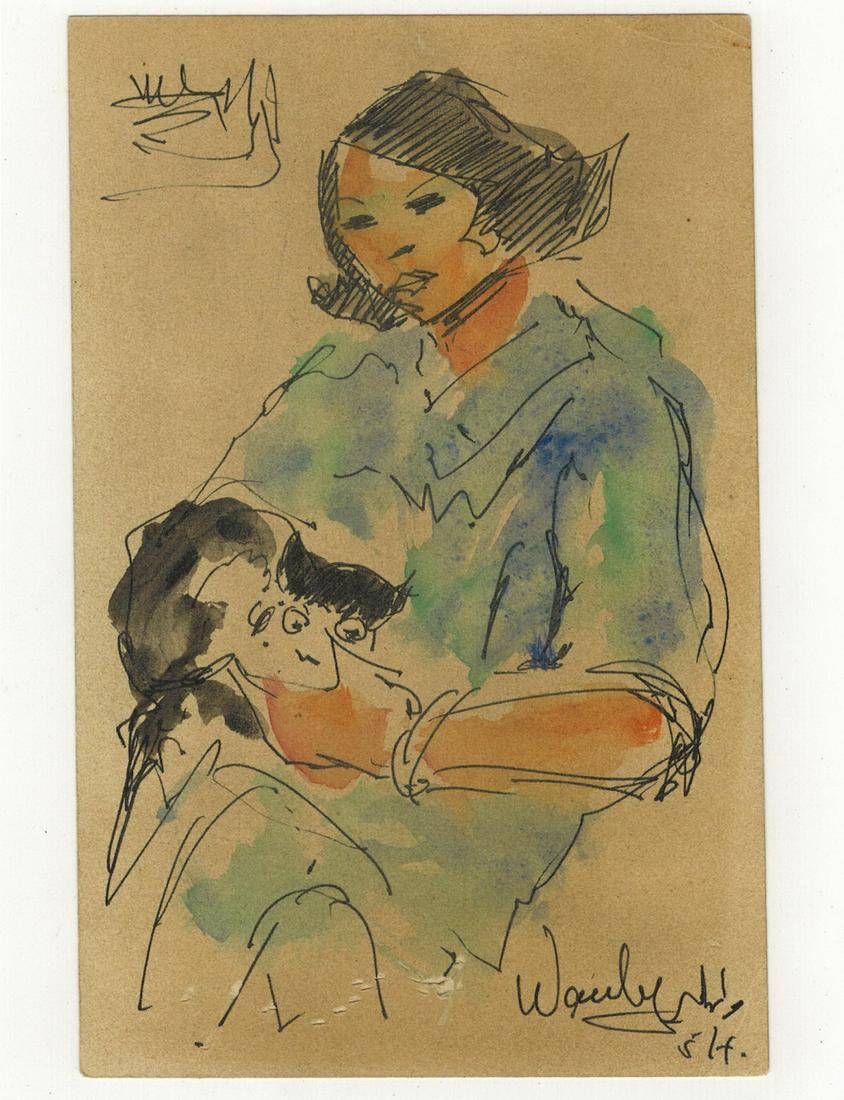 Seif WANLY (1906-1979) Egyptian artist watercolor: Seif WANLY (1906-1979) Egyptian artist watercolor after Matisse. 3 3/4” H x 5 3/4” W. ANY INVOICE OVER $ 2,000.00 WE WILL ACCEPT PAYMENTS ONLY THROUGH CHECK OR BANK WIRE TRANSFER, SAME FOR