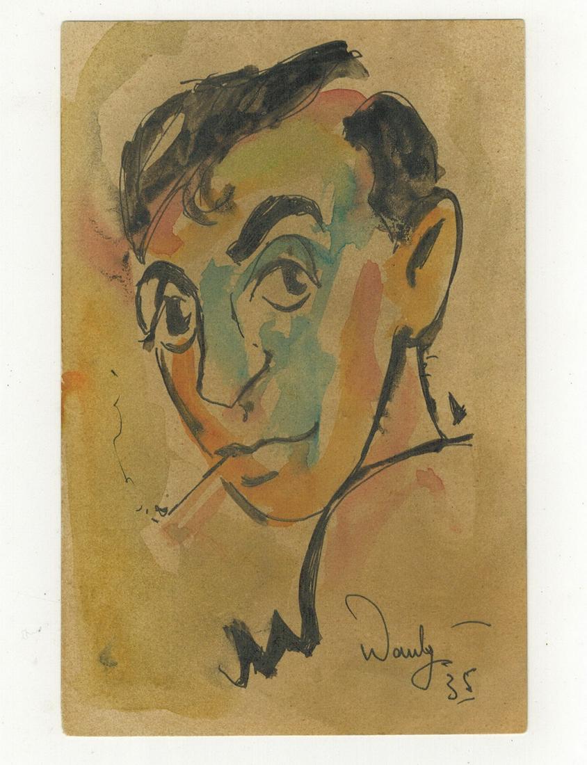 Seif WANLY (1906-1979) Egyptian artist watercolor: Seif WANLY (1906-1979) Egyptian artist watercolor portrait of a famous character. 3 3/4” H x 5 3/4” W. ANY INVOICE OVER $ 2,000.00 WE WILL ACCEPT PAYMENTS ONLY THROUGH CHECK OR BANK WIRE T