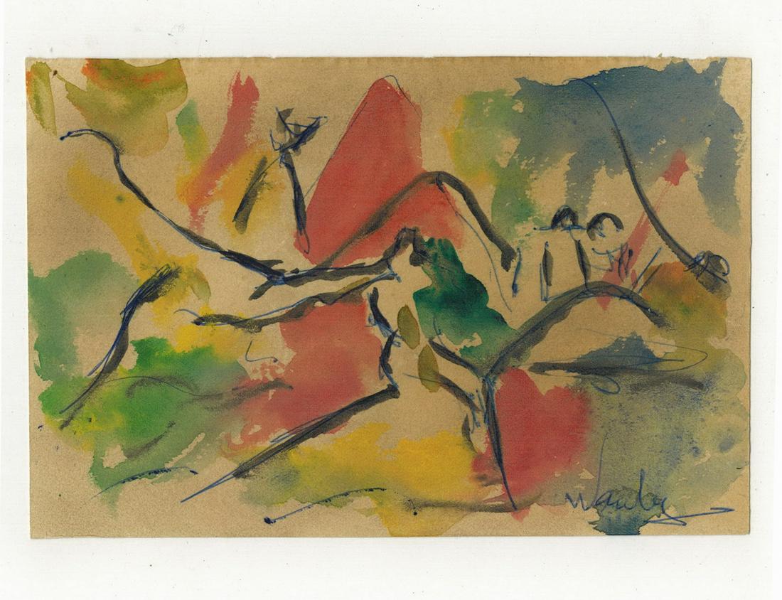 Seif WANLY (1906-1979) Egyptian artist watercolor: Seif WANLY (1906-1979) Egyptian artist watercolor. 3 3/4” H x 5 3/4” W. ANY INVOICE OVER $ 2,000.00 WE WILL ACCEPT PAYMENTS ONLY THROUGH CHECK OR BANK WIRE TRANSFER, SAME FOR INTERNATIONAL