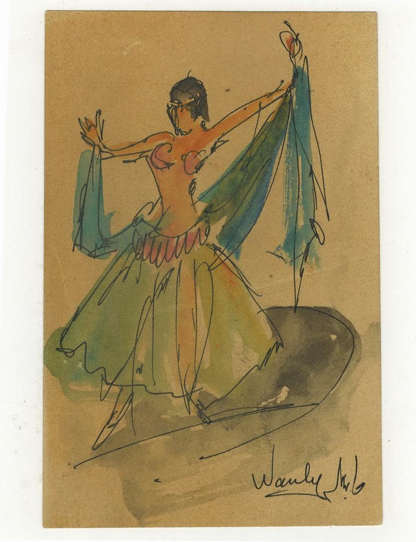 Seif WANLY (1906-1979) Egyptian artist watercolor: Seif WANLY (1906-1979) Egyptian artist watercolor. 3 3/4” H x 5 3/4” W. ANY INVOICE OVER $ 2,000.00 WE WILL ACCEPT PAYMENTS ONLY THROUGH CHECK OR BANK WIRE TRANSFER, SAME FOR INTERNATIONAL