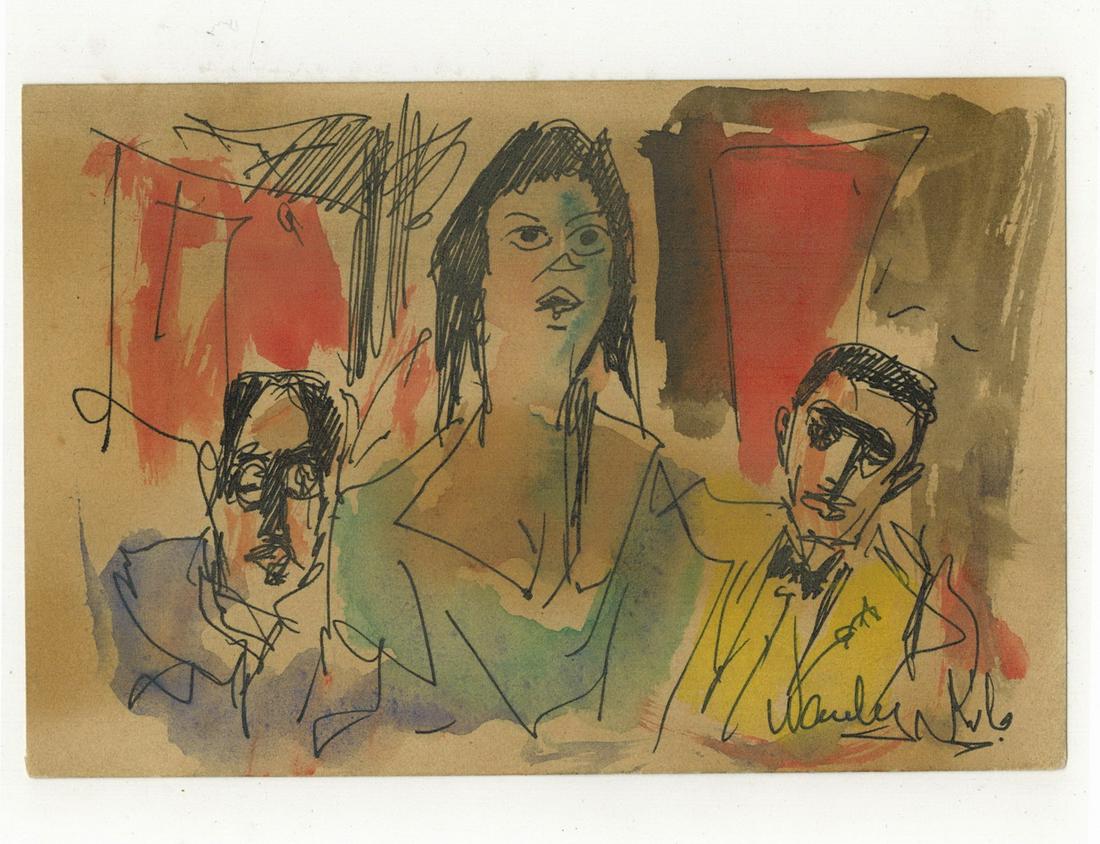 Seif WANLY (1906-1979) Egyptian artist watercolor: Seif WANLY (1906-1979) Egyptian artist watercolor. 3 3/4” H x 5 3/4” W. ANY INVOICE OVER $ 2,000.00 WE WILL ACCEPT PAYMENTS ONLY THROUGH CHECK OR BANK WIRE TRANSFER, SAME FOR INTERNATIONAL