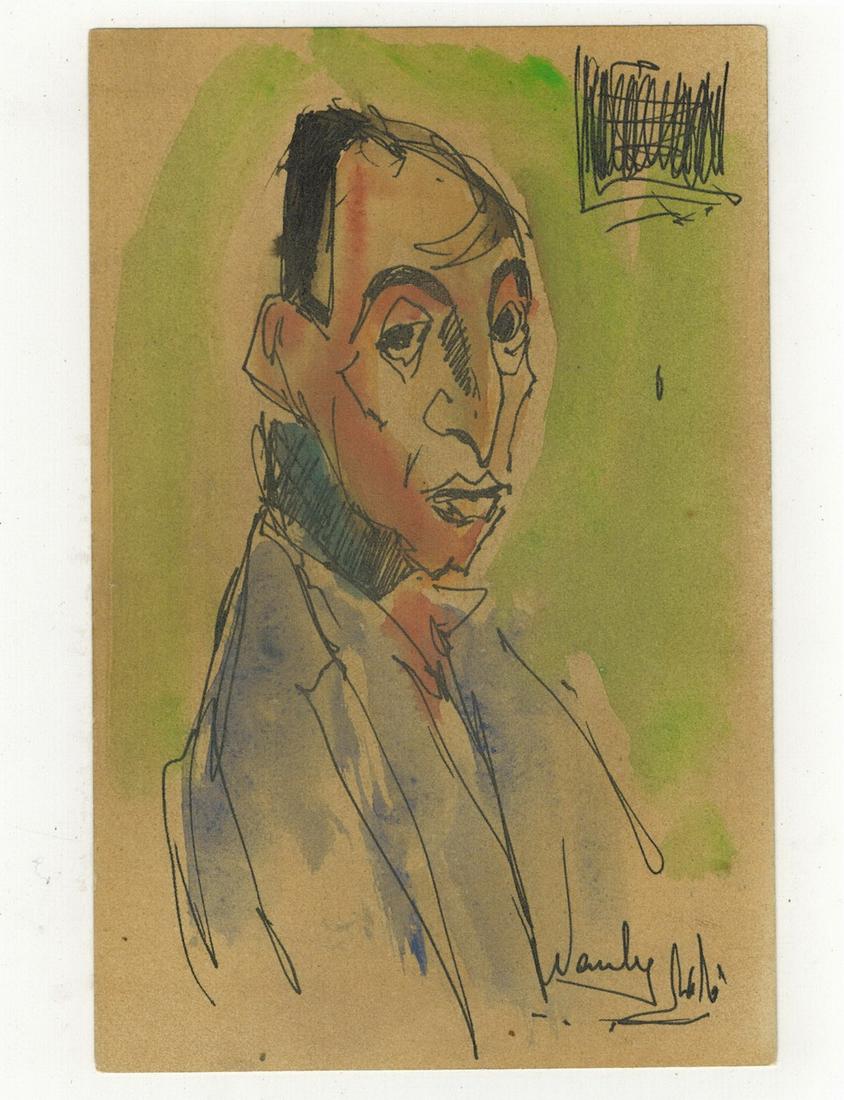 Seif WANLY (1906-1979) Egyptian artist watercolor: Seif WANLY (1906-1979) Egyptian artist watercolor portrait of a famous character. 3 3/4” H x 5 3/4” W. ANY INVOICE OVER $ 2,000.00 WE WILL ACCEPT PAYMENTS ONLY THROUGH CHECK OR BANK WIRE T