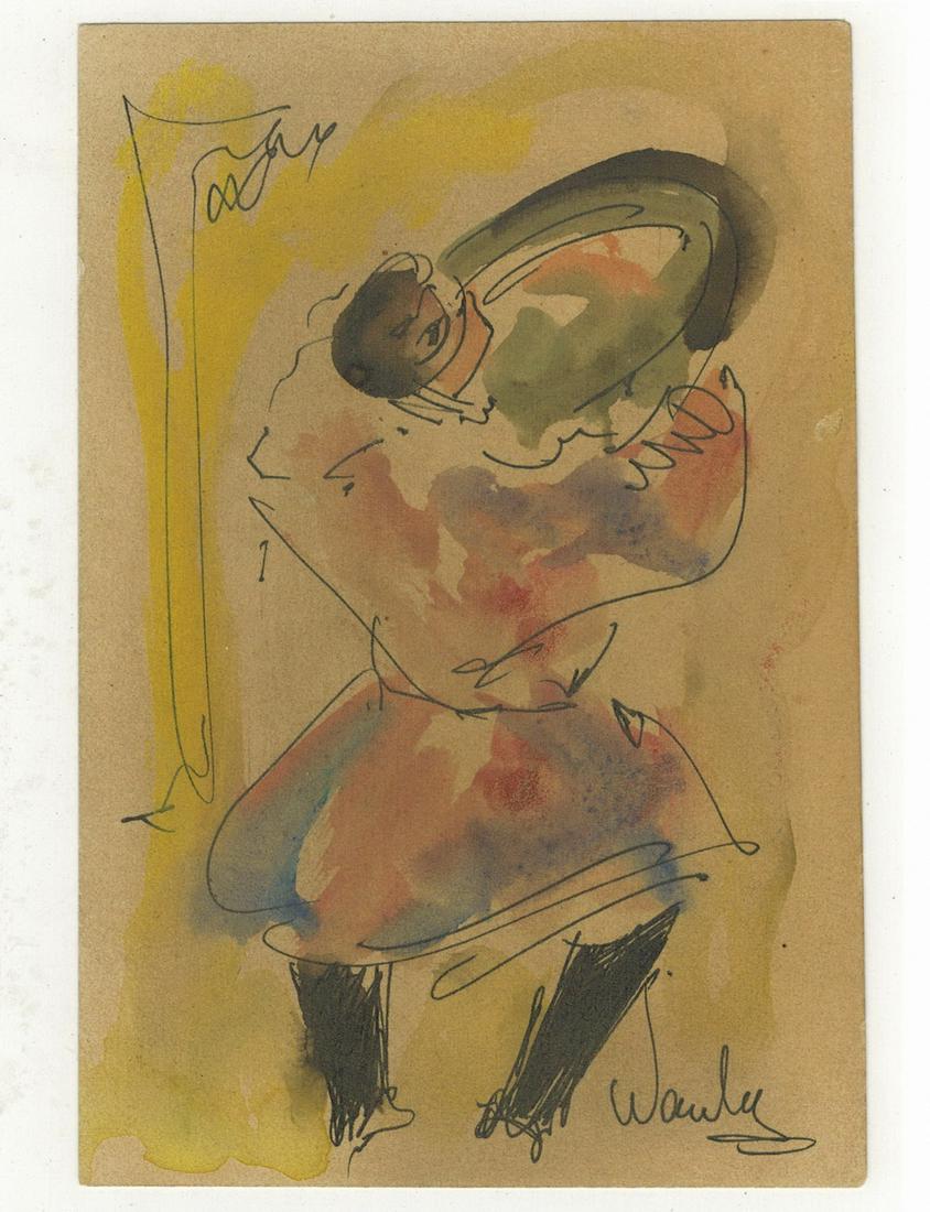 Seif WANLY (1906-1979) Egyptian artist watercolor: Seif WANLY (1906-1979) Egyptian artist watercolor. 3 3/4” H x 5 3/4” W. ANY INVOICE OVER $ 2,000.00 WE WILL ACCEPT PAYMENTS ONLY THROUGH CHECK OR BANK WIRE TRANSFER, SAME FOR INTERNATIONAL