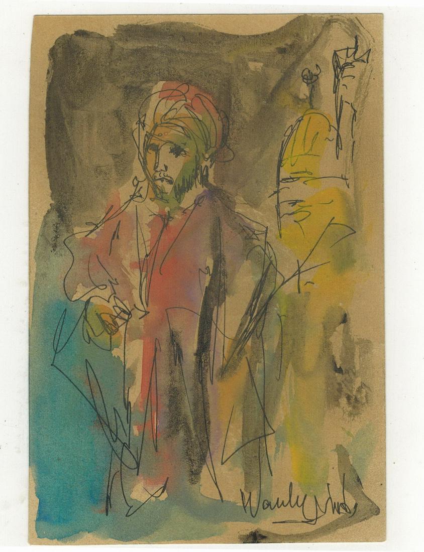 Seif WANLY (1906-1979) Egyptian artist watercolor: Seif WANLY (1906-1979) Egyptian artist watercolor of El Sheik. 3 3/4” H x 5 3/4” W. ANY INVOICE OVER $ 2,000.00 WE WILL ACCEPT PAYMENTS ONLY THROUGH CHECK OR BANK WIRE TRANSFER, SAME FOR I