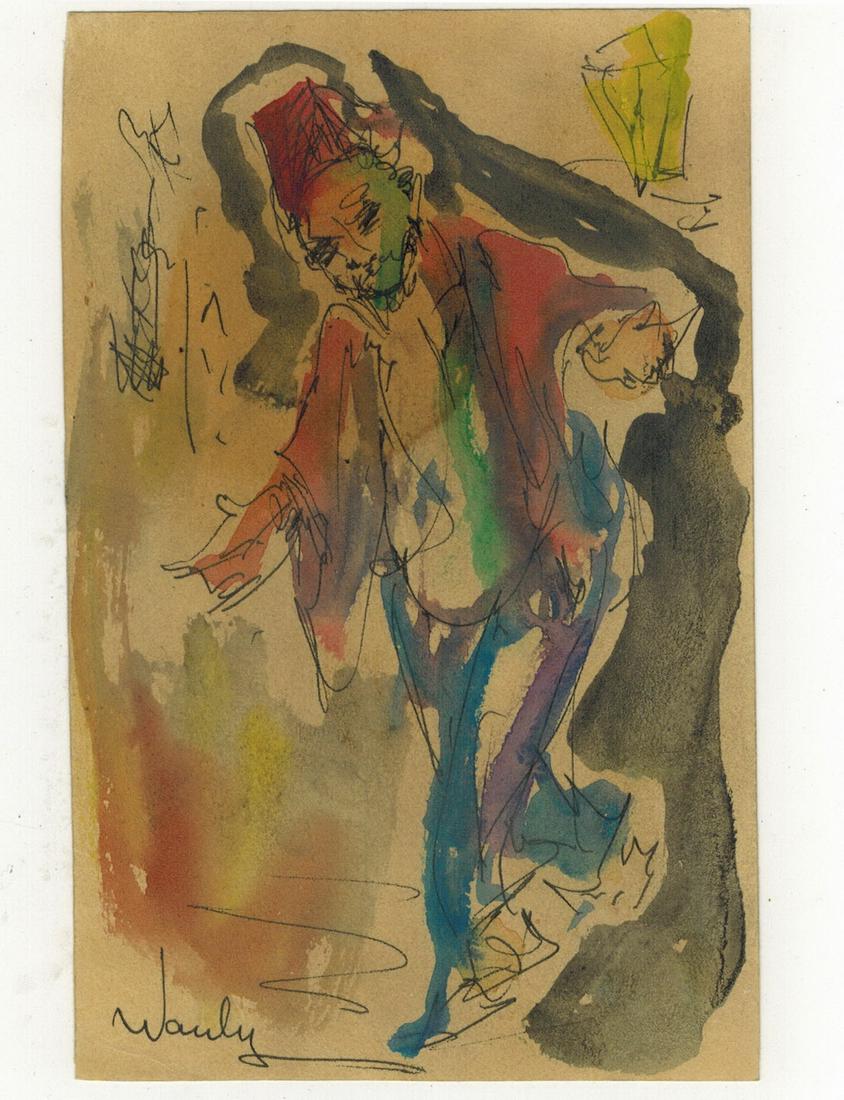Seif WANLY (1906-1979) Egyptian artist watercolor: Seif WANLY (1906-1979) Egyptian artist watercolor. 3 3/4” H x 5 3/4” W. ANY INVOICE OVER $ 2,000.00 WE WILL ACCEPT PAYMENTS ONLY THROUGH CHECK OR BANK WIRE TRANSFER, SAME FOR INTERNATIONAL