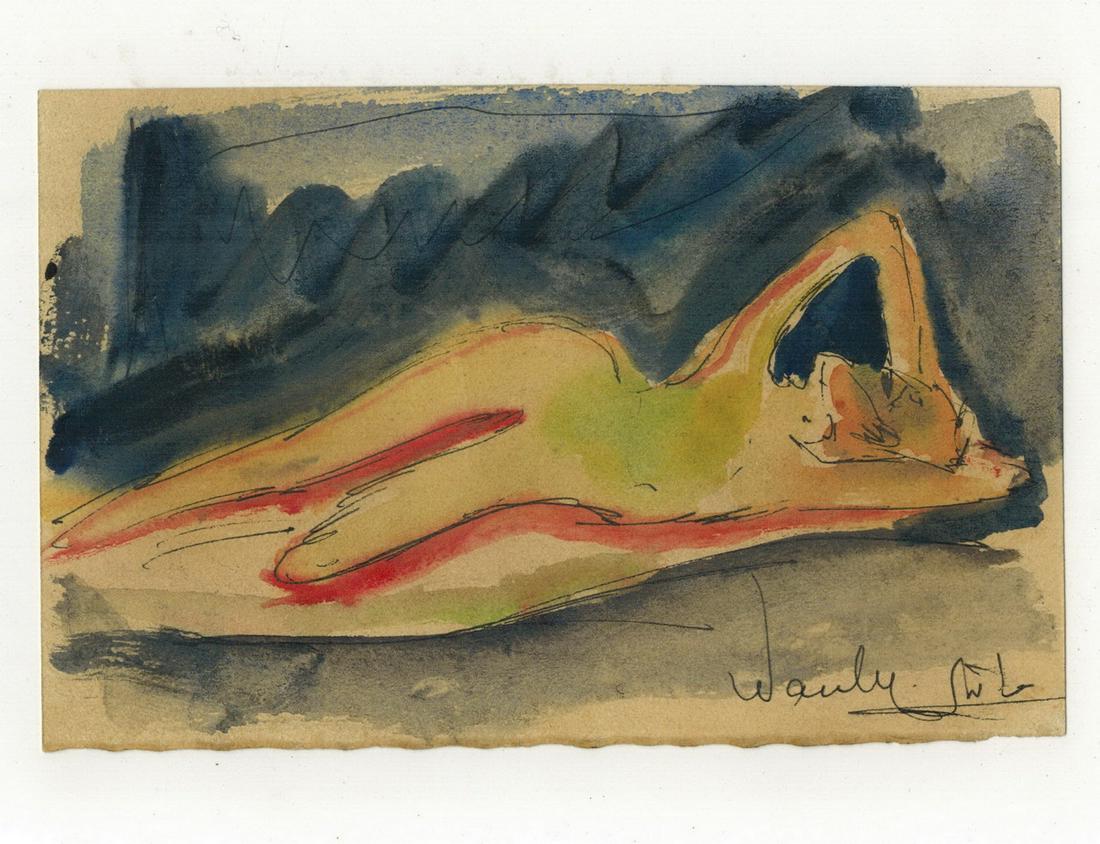 Seif WANLY (1906-1979) Egyptian artist watercolor: Seif WANLY (1906-1979) Egyptian artist watercolor. 3 3/4” H x 5 3/4” W. ANY INVOICE OVER $ 2,000.00 WE WILL ACCEPT PAYMENTS ONLY THROUGH CHECK OR BANK WIRE TRANSFER, SAME FOR INTERNATIONAL