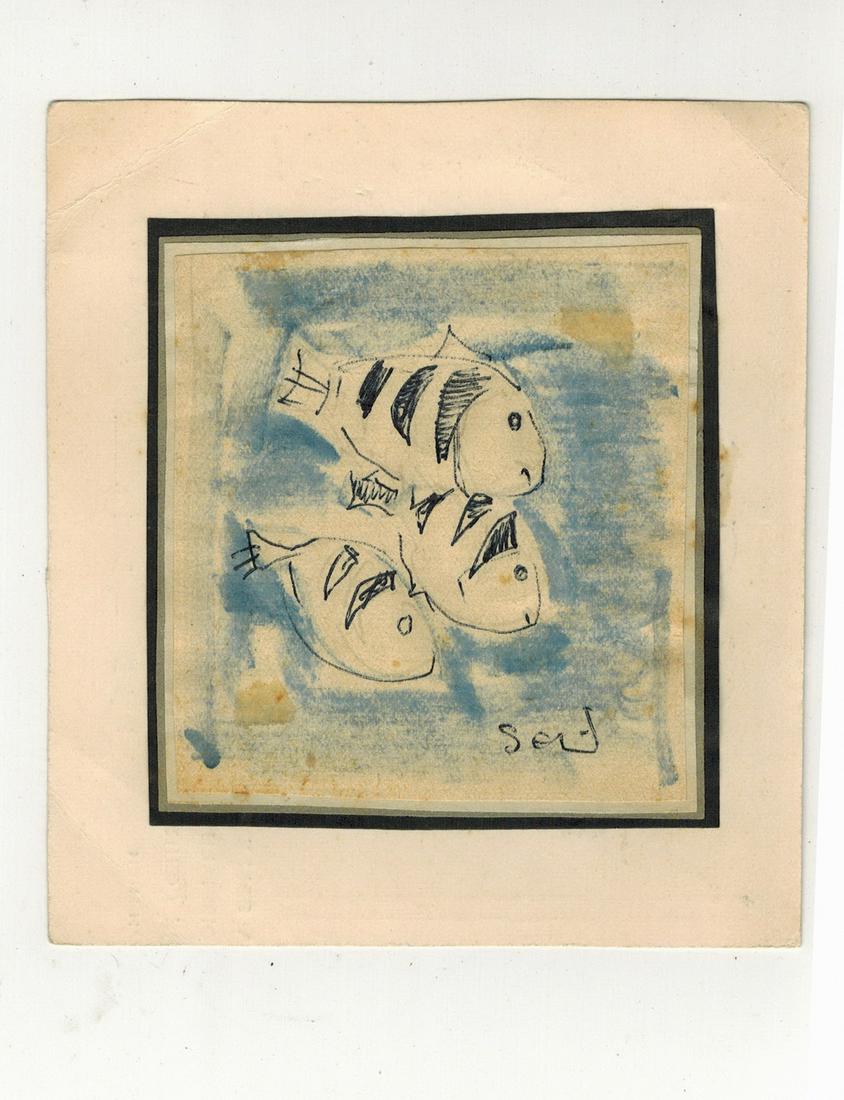 Seif WANLY (1906-1979) Egyptian artist watercolor: Seif WANLY (1906-1979) Egyptian artist watercolor. 4 3/4” H x 4 1/2” W. ANY INVOICE OVER $ 2,000.00 WE WILL ACCEPT PAYMENTS ONLY THROUGH CHECK OR BANK WIRE TRANSFER, SAME FOR INTERNATIONAL