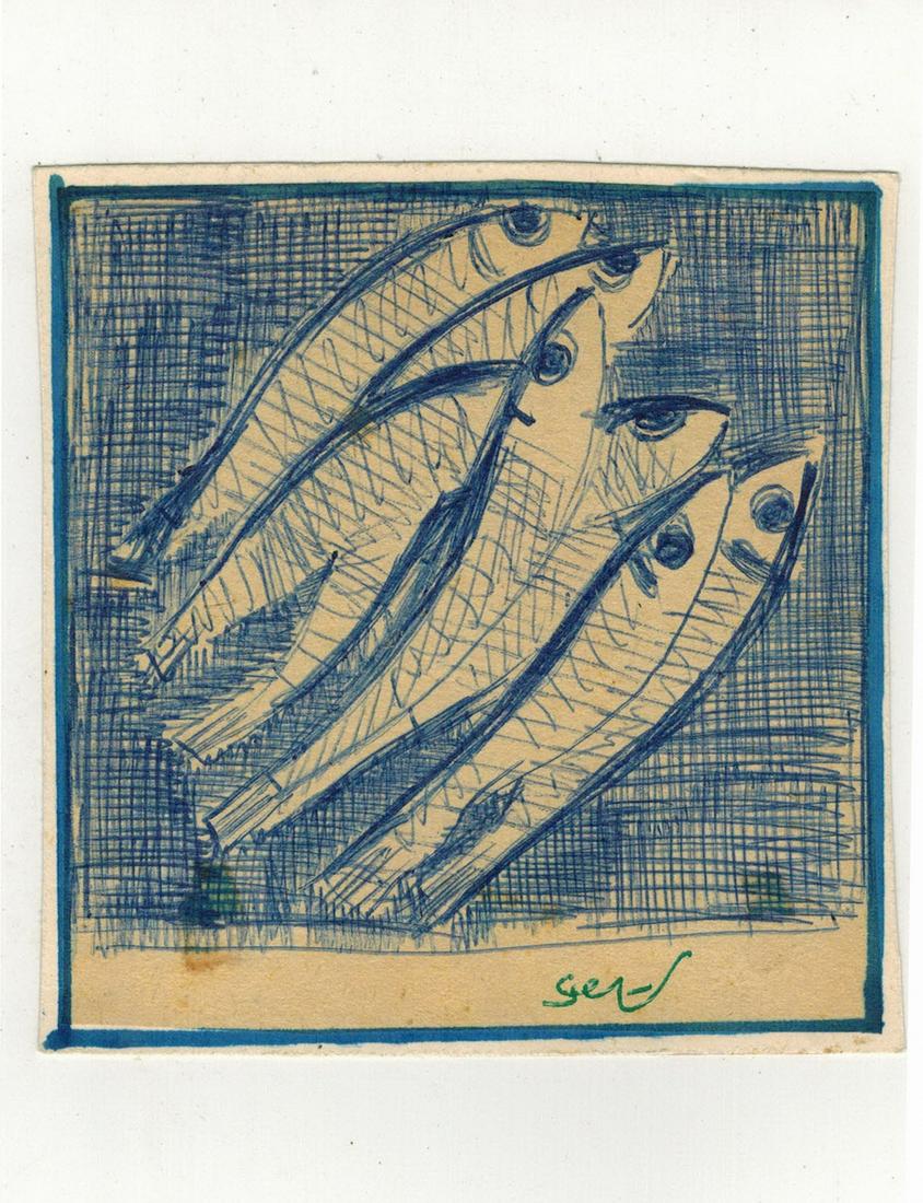 Seif WANLY (1906-1979) Egyptian artist ballpoint pen: Seif WANLY (1906-1979) Egyptian artist ballpoint pen. 3 1/2” H x 3 1/2” W. ANY INVOICE OVER $ 2,000.00 WE WILL ACCEPT PAYMENTS ONLY THROUGH CHECK OR BANK WIRE TRANSFER, SAME FOR INTERNATIO