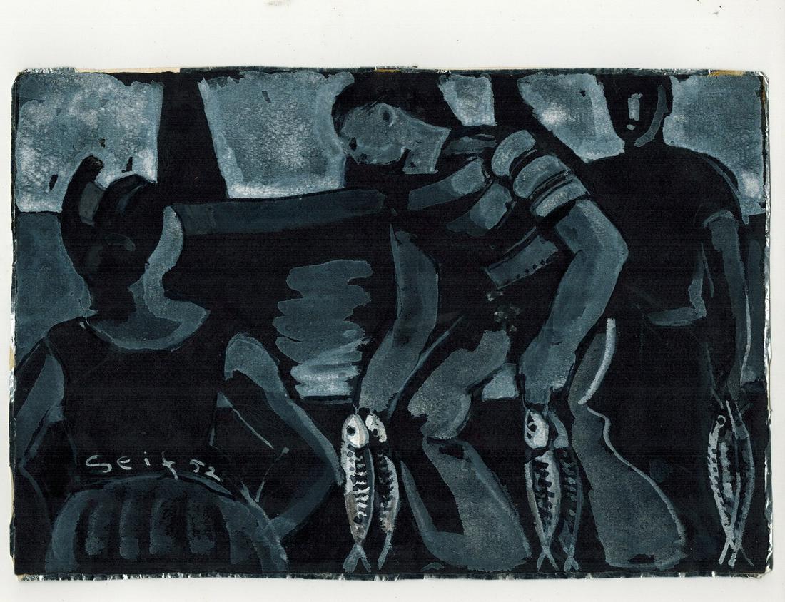 Seif WANLY (1906-1979) Egyptian artist gouache painting: Seif WANLY (1906-1979) Egyptian artist gouache painting. 9 3/8” H x 6 1/4” W. ANY INVOICE OVER $ 2,000.00 WE WILL ACCEPT PAYMENTS ONLY THROUGH CHECK OR BANK WIRE TRANSFER, SAME FOR INTERNA