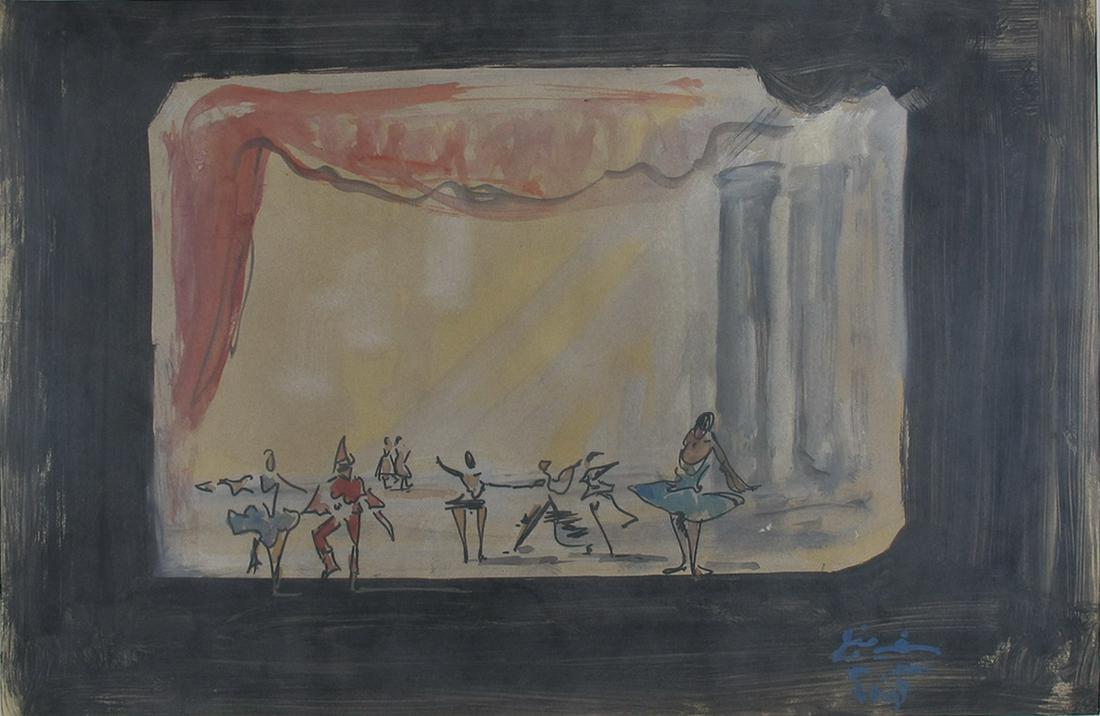 Seif WANLY (1906-1979) Egyptian artist watercolor: Seif WANLY (1906-1979) Egyptian artist watercolor of Ballet scene. 13 3/4” H x 19 1/2” W. ANY INVOICE OVER $ 2,000.00 WE WILL ACCEPT PAYMENTS ONLY THROUGH CHECK OR BANK WIRE TRANSFER, SAME