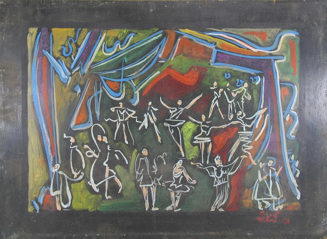 Seif WANLY (1906-1979) Egyptian artist painting on wood (1 of 6)