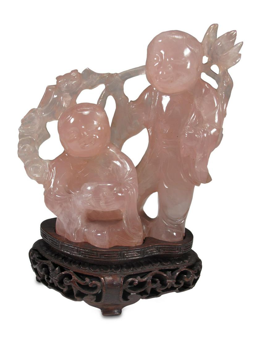 Antique Chinese Rose Quartz sculpture (1 of 3)