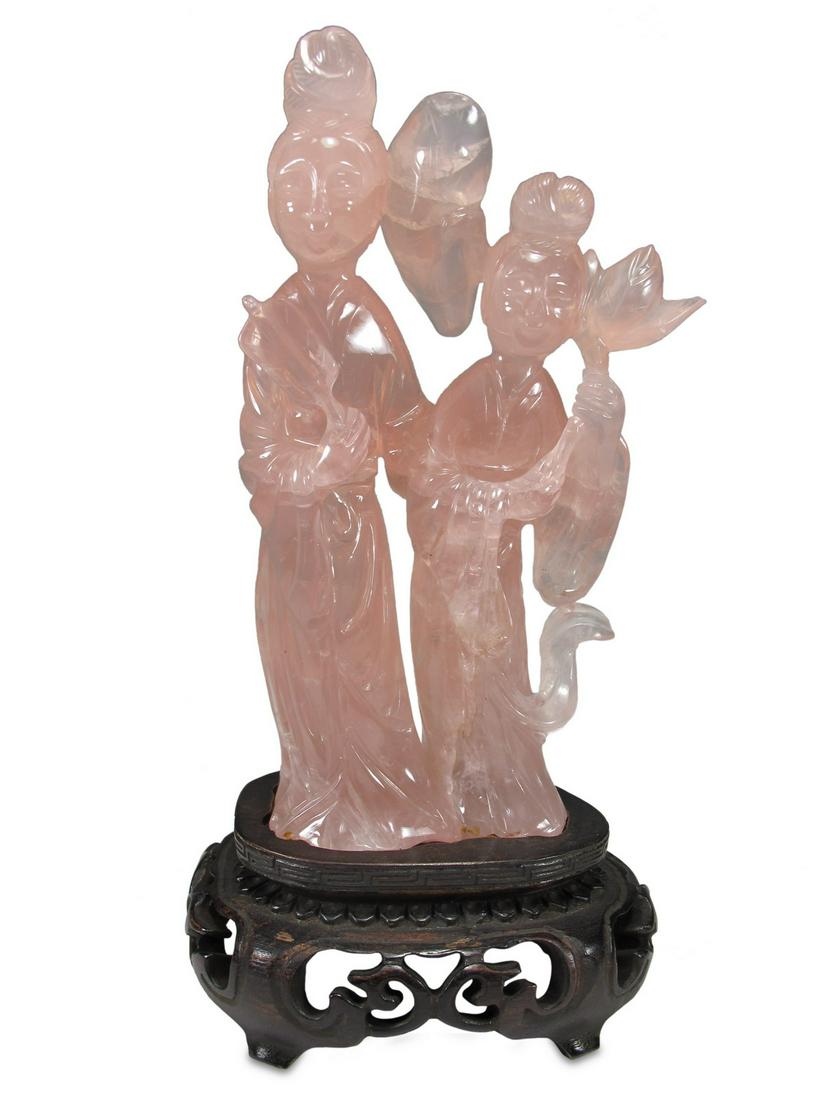 Antique Chinese Rose Quartz sculpture (1 of 4)