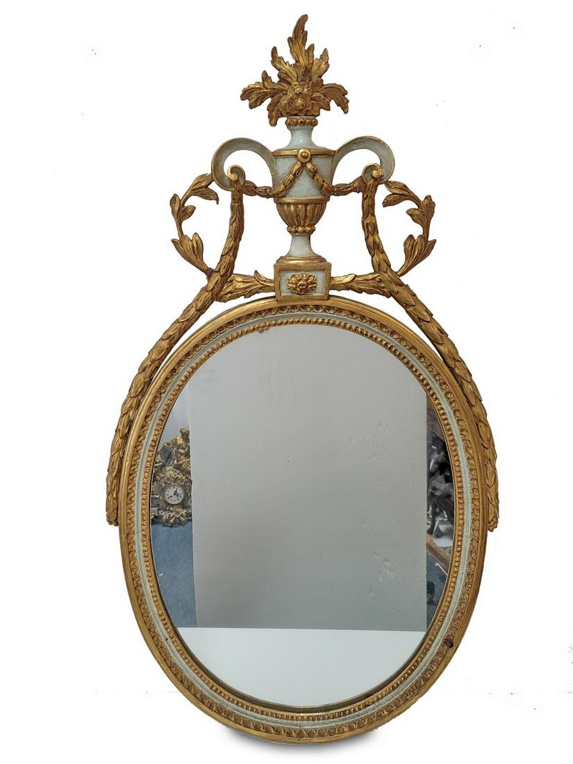 Antique French patinated oval mirror (1 of 3)