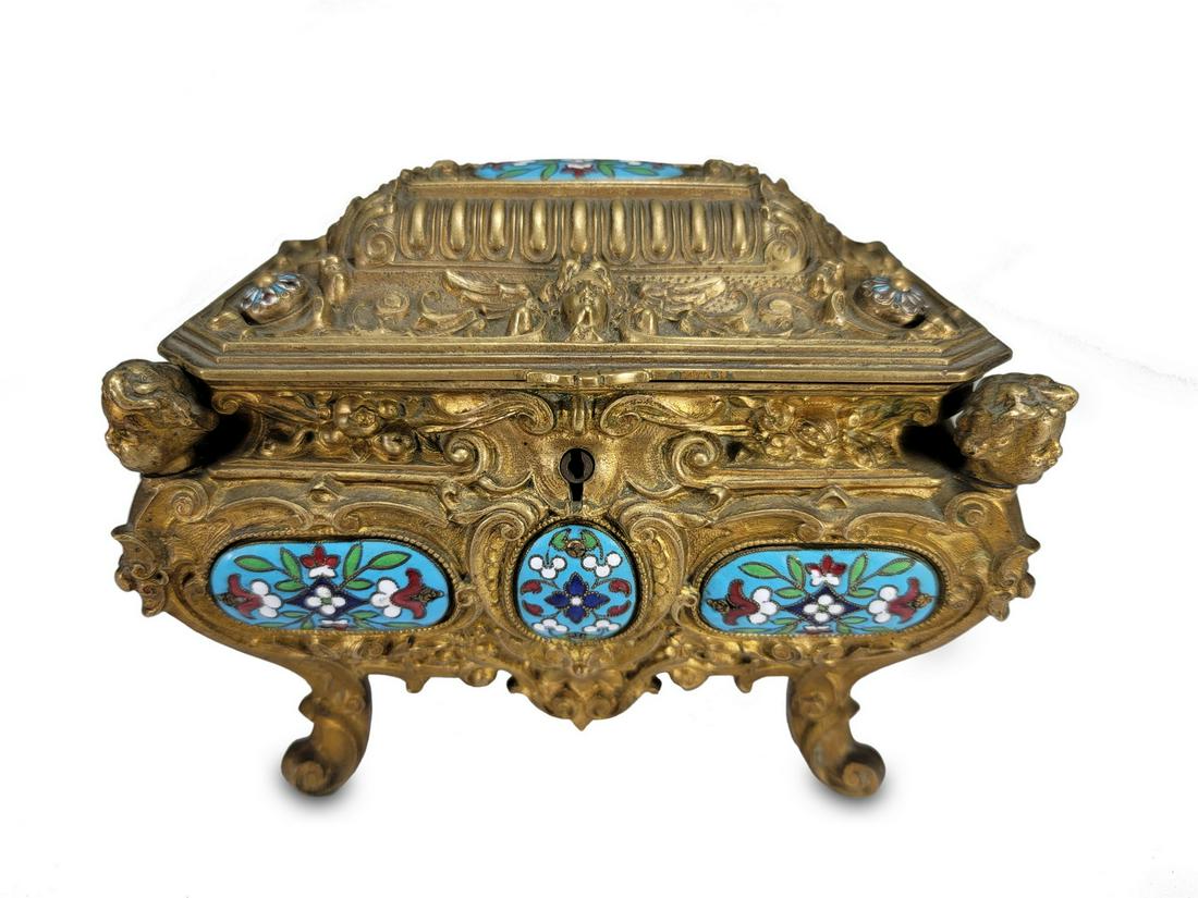 Antique French gilt bronze & cloisonne box (1 of 6)