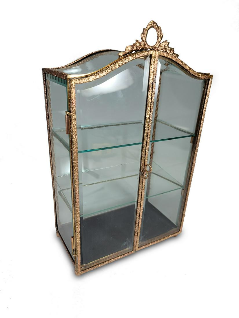 Antique French bronze & glass miniature vitrine (1 of 5)