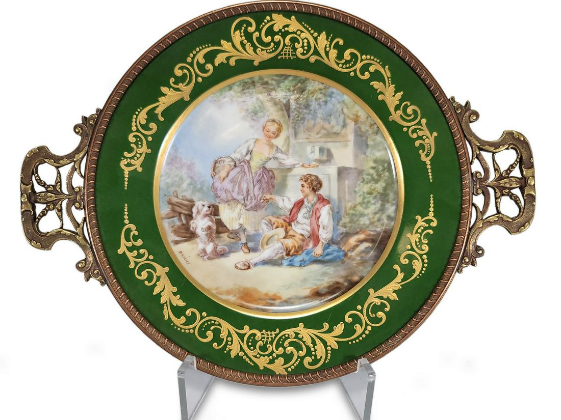 Antique French Sevres porcelain & bronze tray (1 of 5)