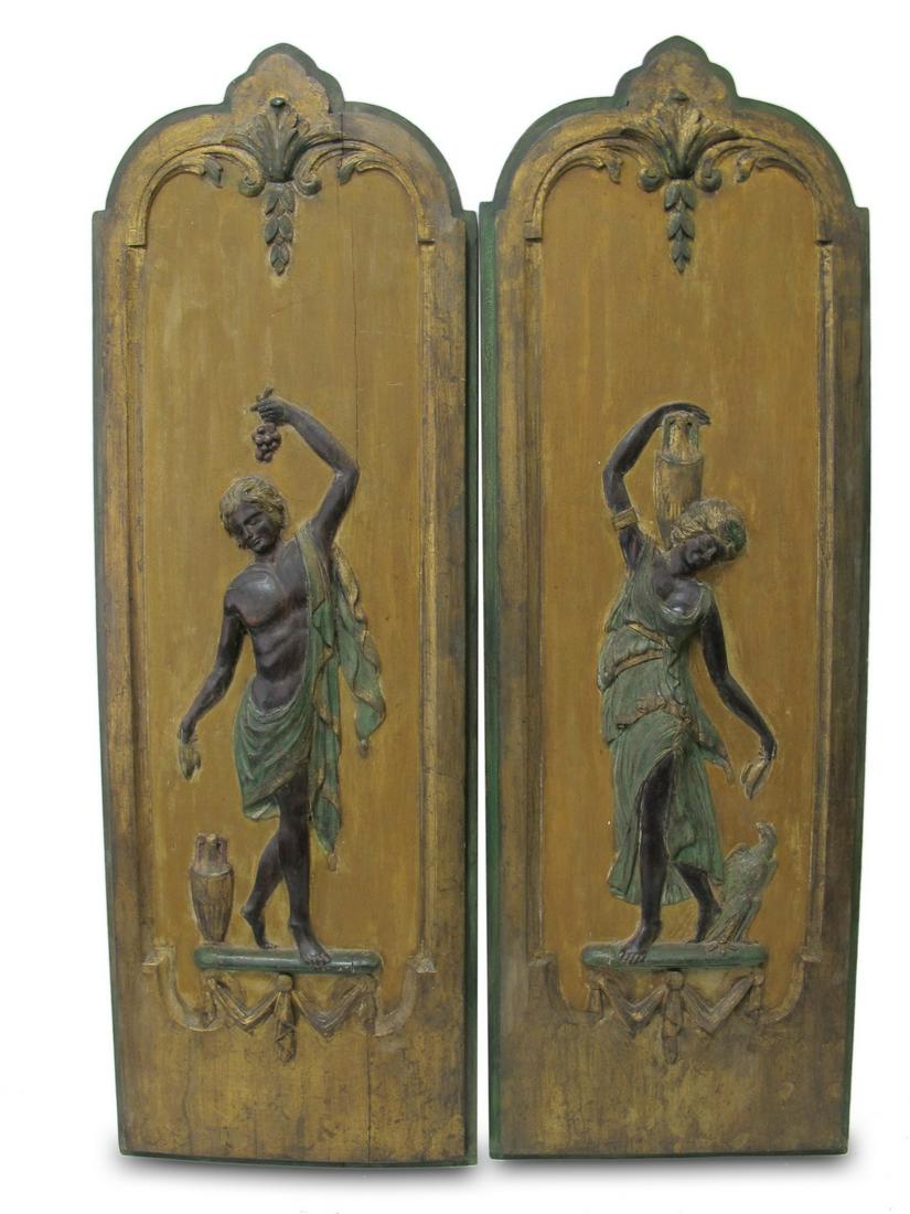 Antique European pair of wood wall panels (1 of 5)