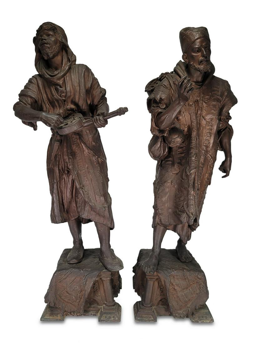 Antique Orientalist pair of spelter statues (1 of 6)
