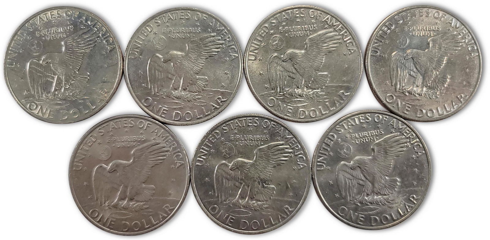 7 1971 Eisenhower dollar coins (1 of 4)