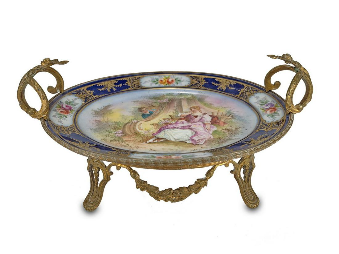 Antique French Sevres porcelain & bronze tray (1 of 5)