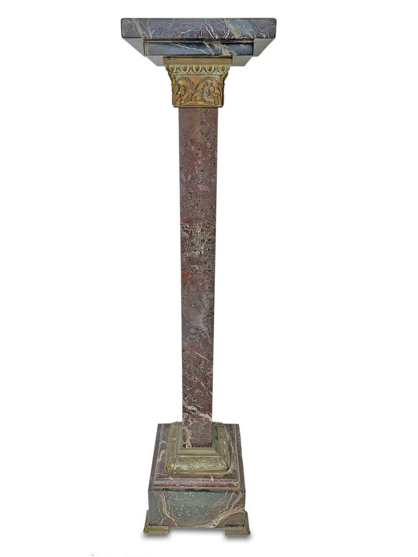 Antique French bronze & marble pedestal (1 of 5)