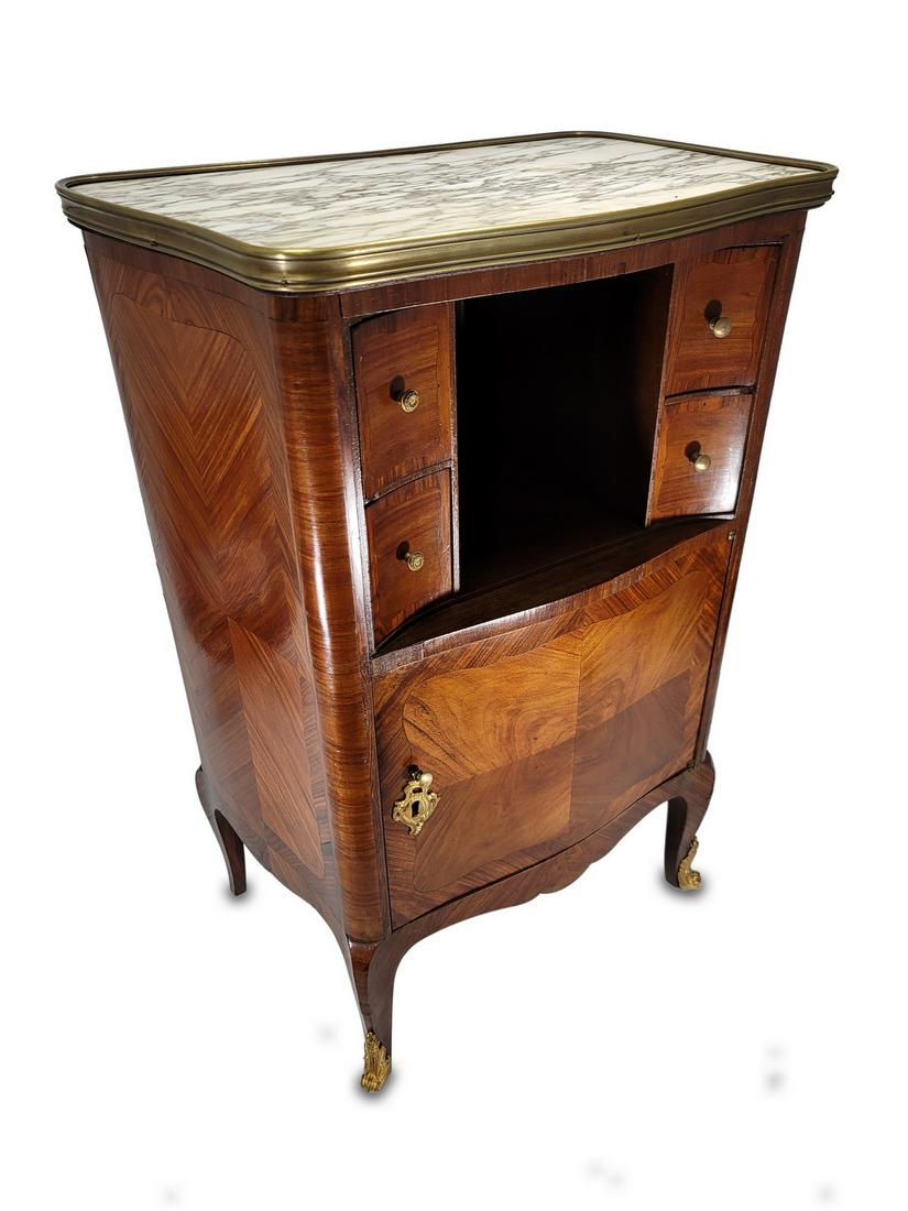 French Louis XV mahogany, bronze & marble table (1 of 7)