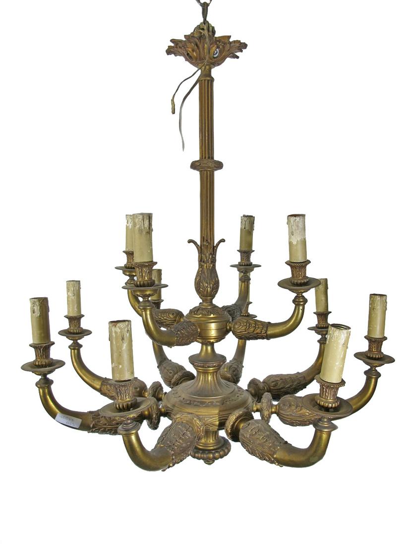 Antique French large bronze chandelier (1 of 9)