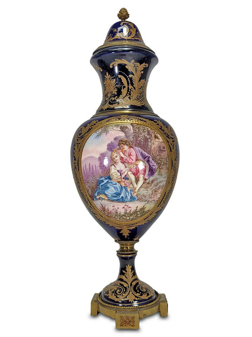 Antique French Sevres porcelain & bronze urn (1 of 7)