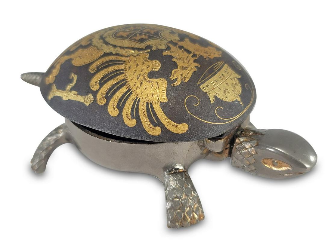 Damascene turtle hotel desk bell, Eibar, Spain (1 of 7)