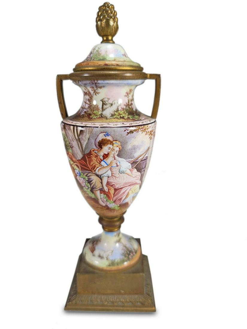 Antique Viennese enamel & bronze urn (1 of 7)