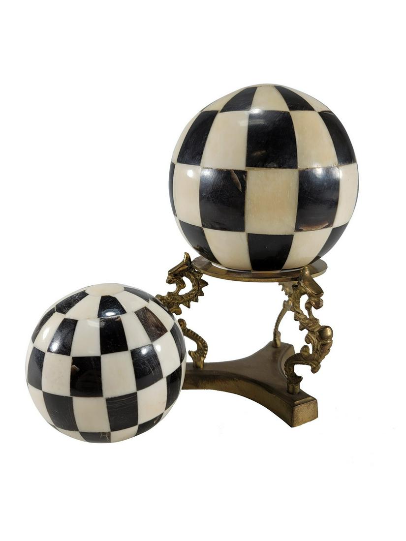 Vintage 2 decorative balls with stand (1 of 9)