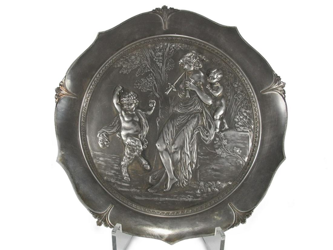 Antique European Art Nouveau pewter plate (1 of 5)
