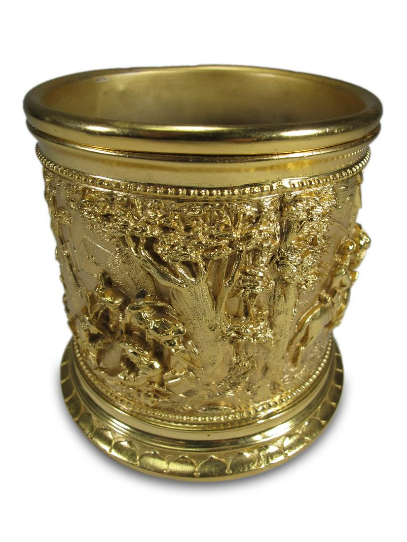 Antique French gilt bronze jar: Antique French gilt bronze jar. 4 1/4” H x 4 1/2” W. ANY INVOICE OVER $ 2,000.00 WE WILL ACCEPT PAYMENTS ONLY THROUGH CHECK OR BANK WIRE TRANSFER, SAME FOR INTERNATIONAL BUYERS. IF YOU PAY
