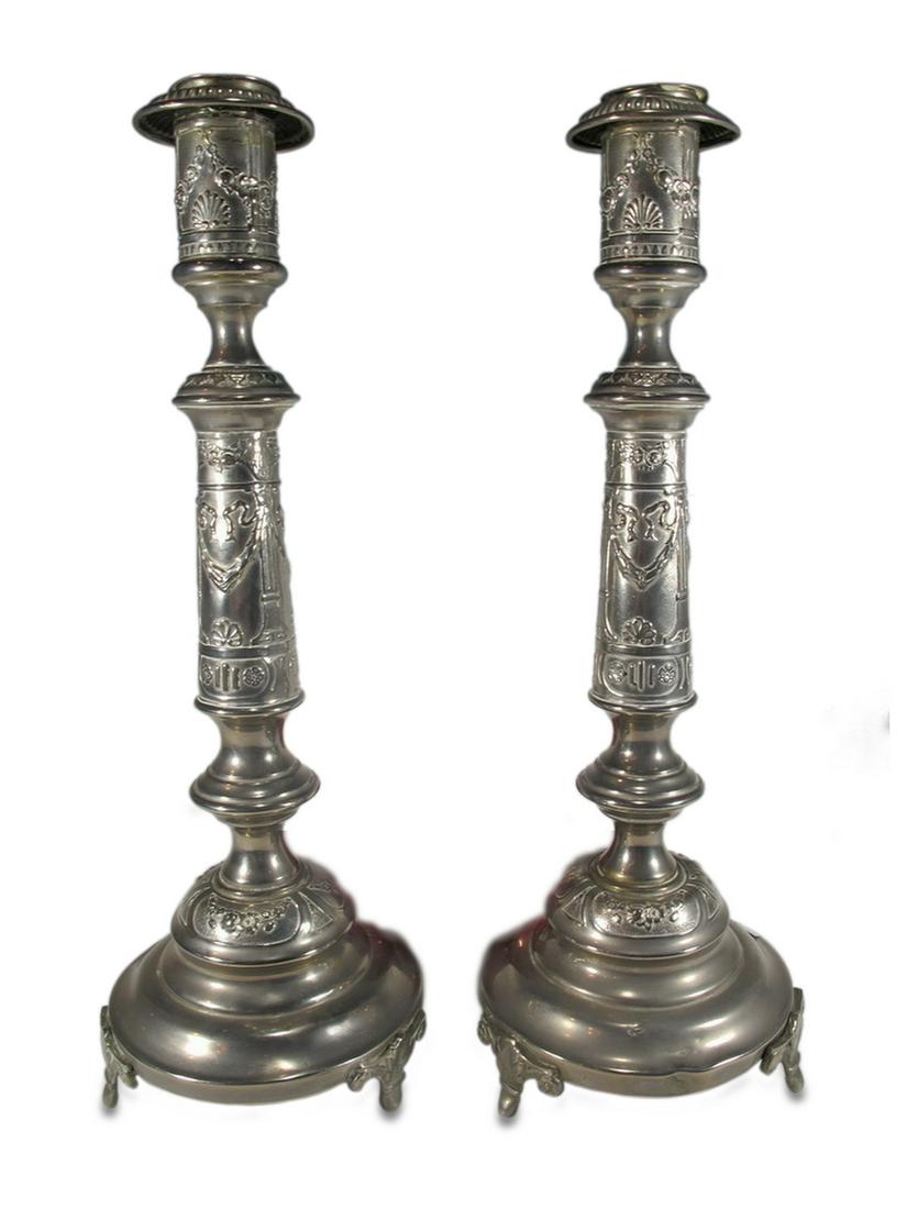 Vintage Pair of European Silver Plate Candlesticks (1 of 8)