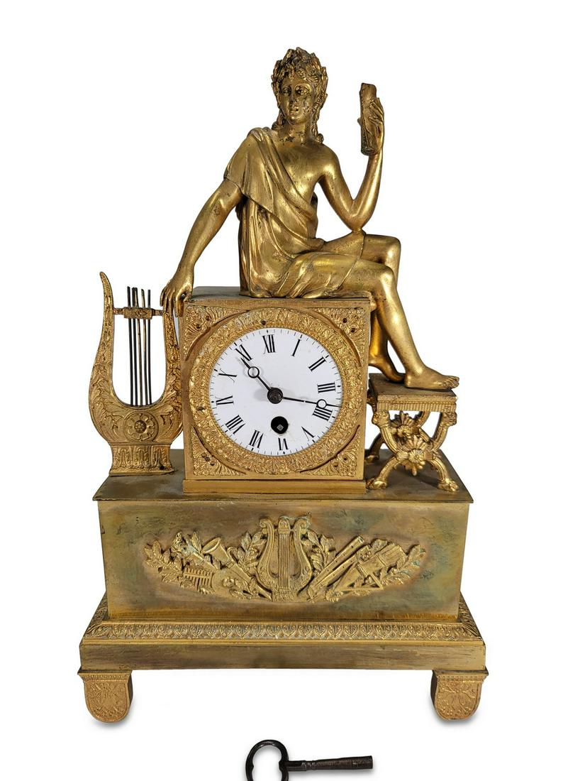 Antique French gilt bronze mantle clock (1 of 7)