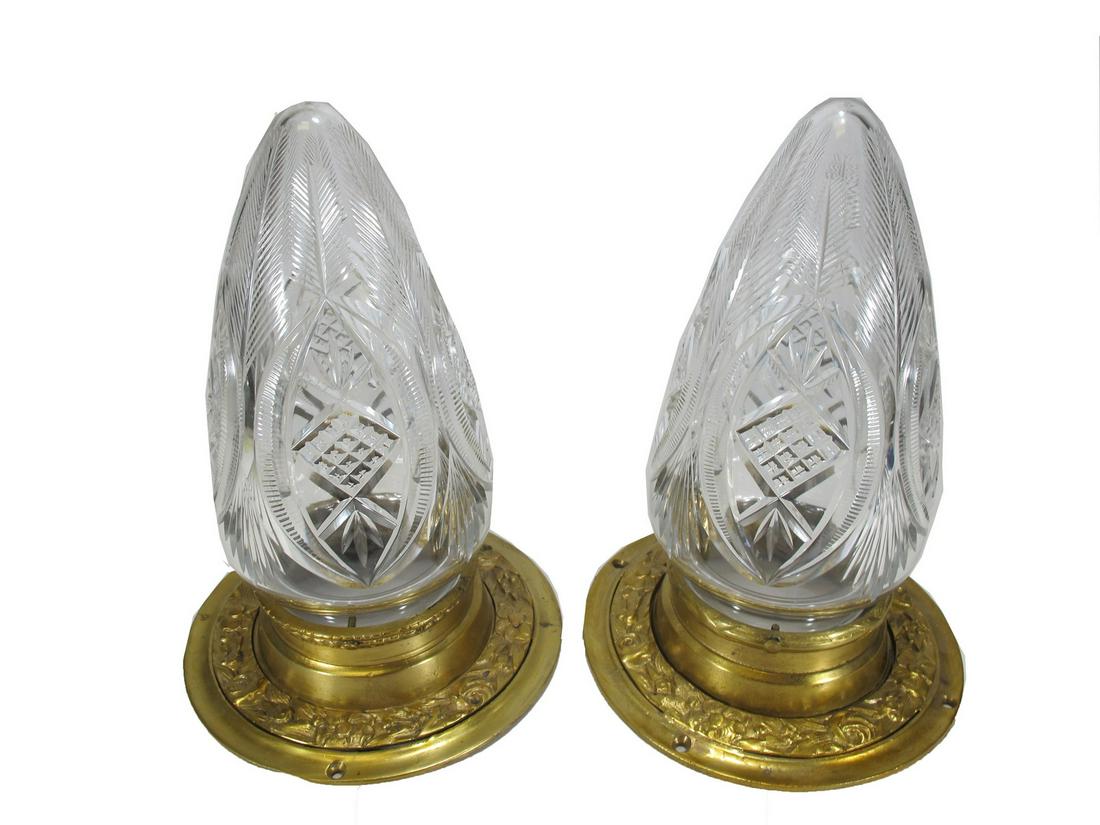 Vintage pair of bronze & glass ceiling or wall lights (1 of 10)