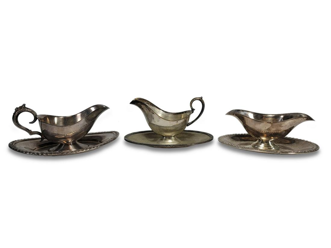 Set of 3 silverplated sauce boats (1 of 6)