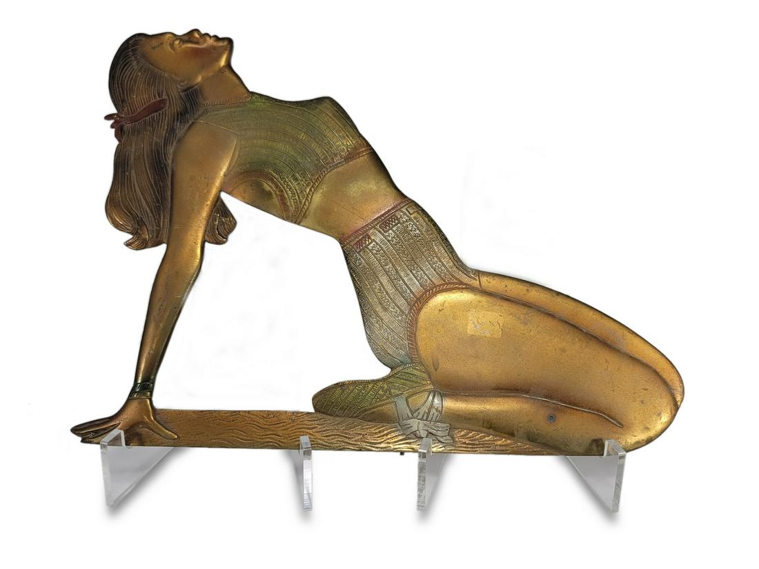 Art Deco bronze woman plaque (1 of 3)