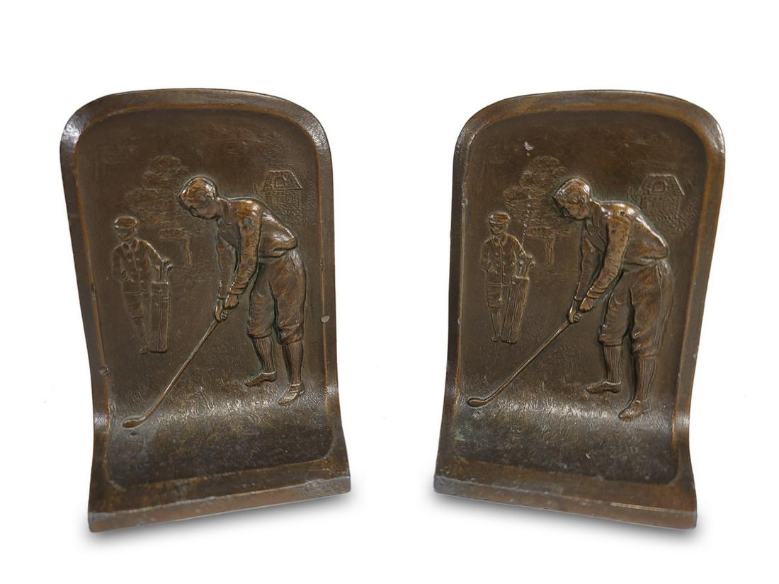 Vintage pair of spelter golf subject bookends (1 of 4)